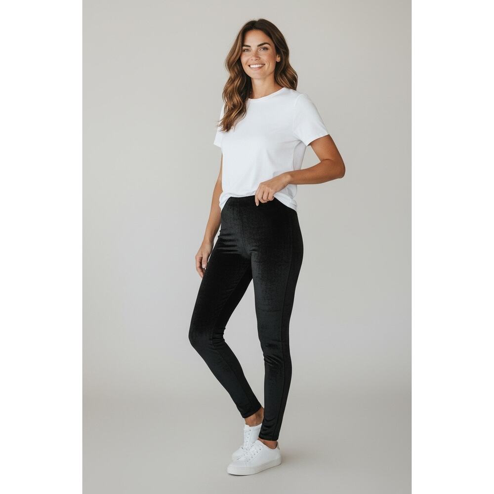 SPANX Black Velvet Leggings – Women’s Large – EUC